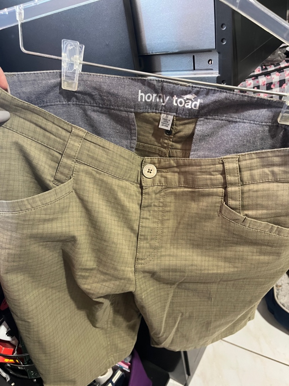 Horny Toad Olive Green Grid-Texture Chinos